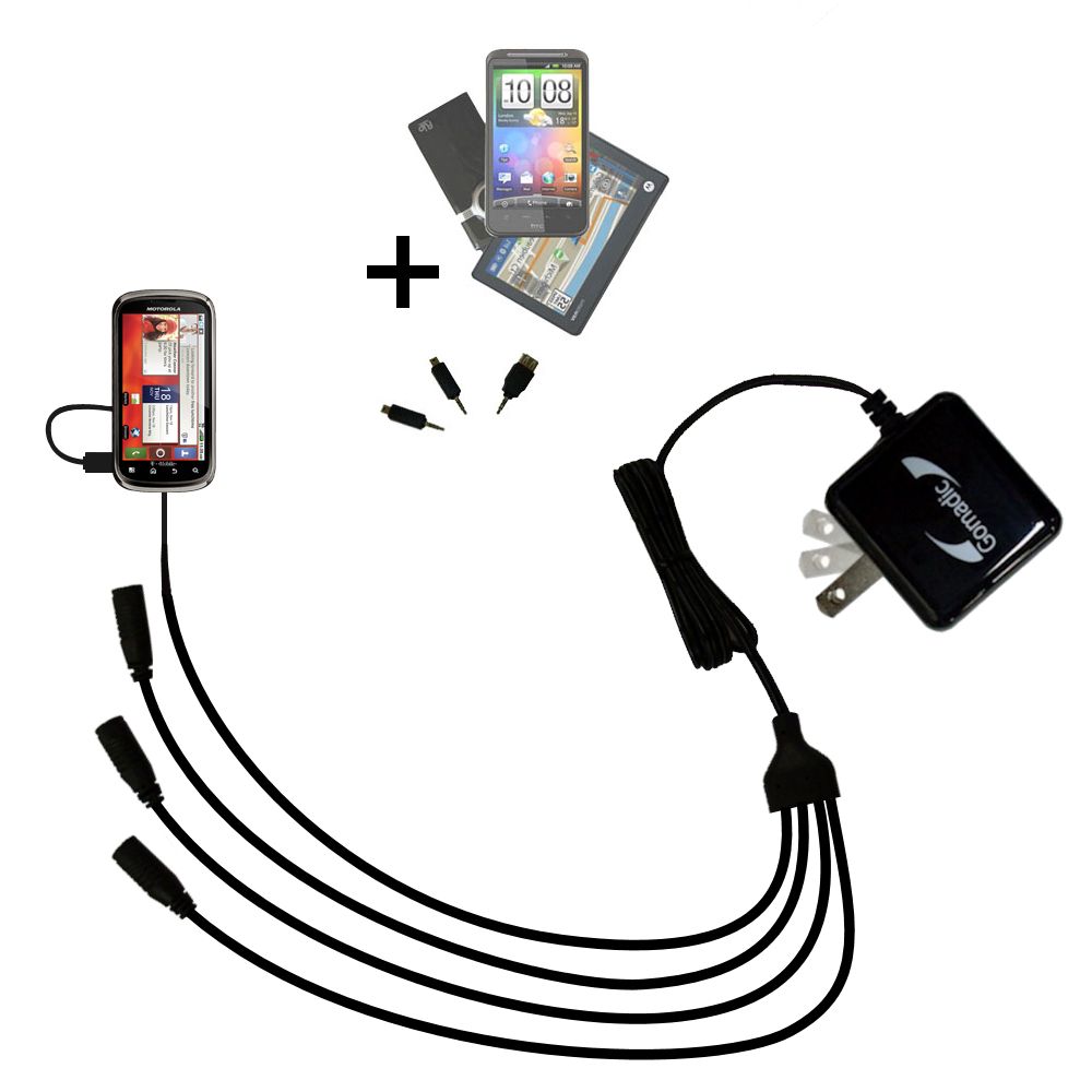 Quad output Wall Charger includes tip for the Motorola CLIQ 2