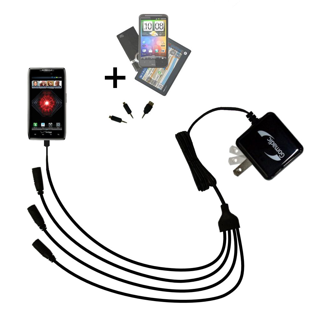 Quad output Wall Charger includes tip for the Motorola Droid MAXX