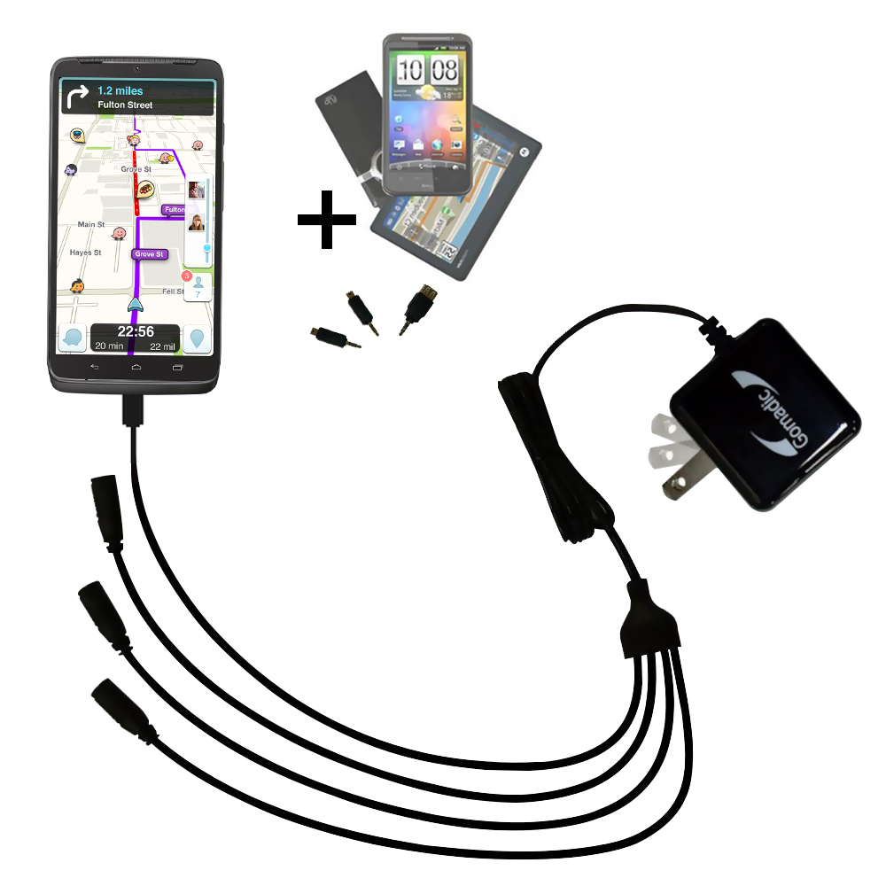 Quad output Wall Charger includes tip for the Motorola DROID Turbo