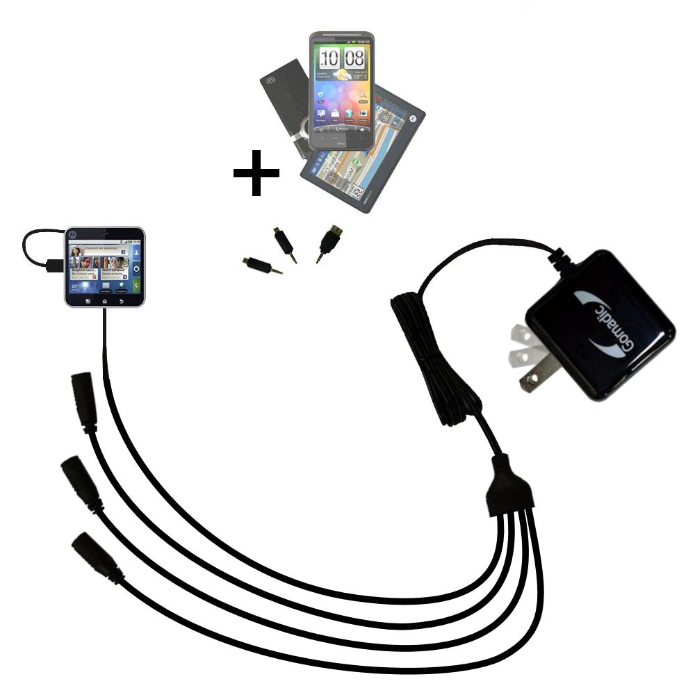 Quad output Wall Charger includes tip for the Motorola FLIPOUT