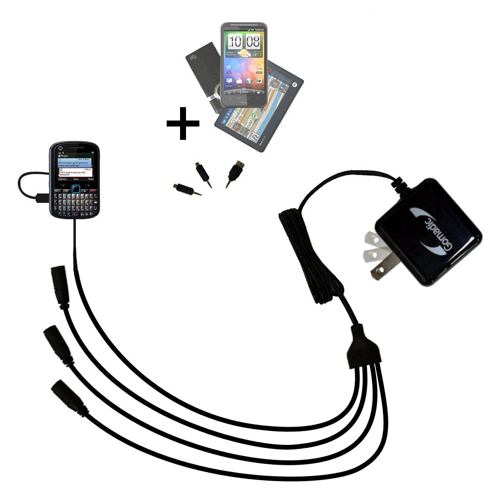 Quad output Wall Charger includes tip for the Motorola Grasp