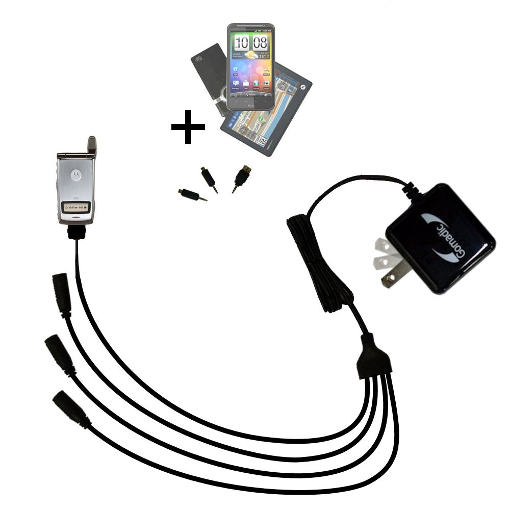 Quad output Wall Charger includes tip for the Motorola i835w