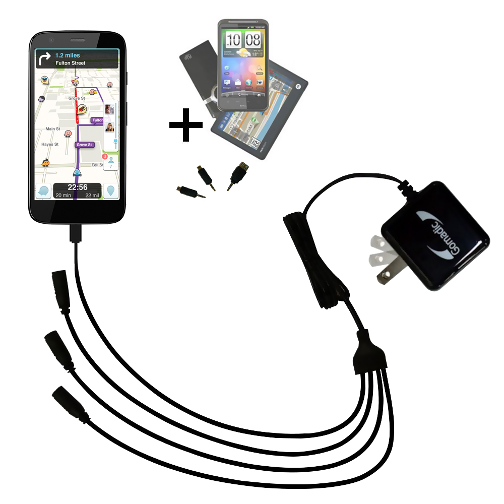 Quad output Wall Charger includes tip for the Motorola Moto G
