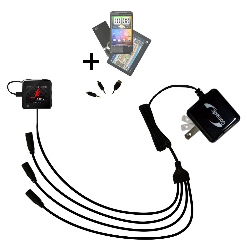Quad output Wall Charger includes tip for the Motorola MOTOACTV