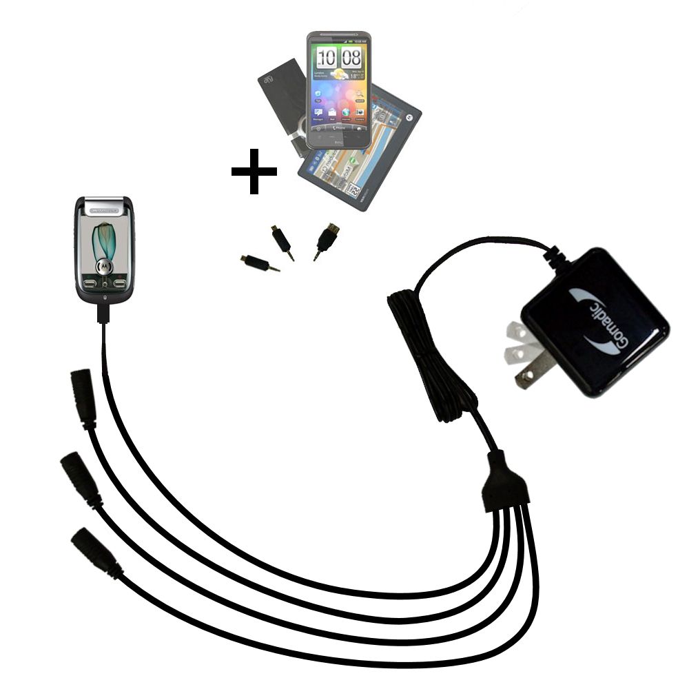 Quad output Wall Charger includes tip for the Motorola MOTOMING A1200