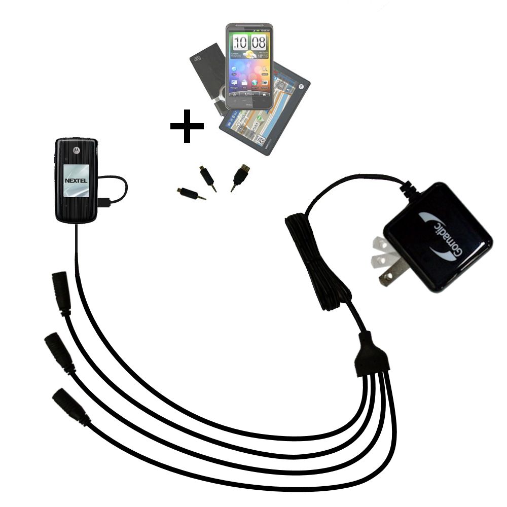 Quad output Wall Charger includes tip for the Motorola Sable