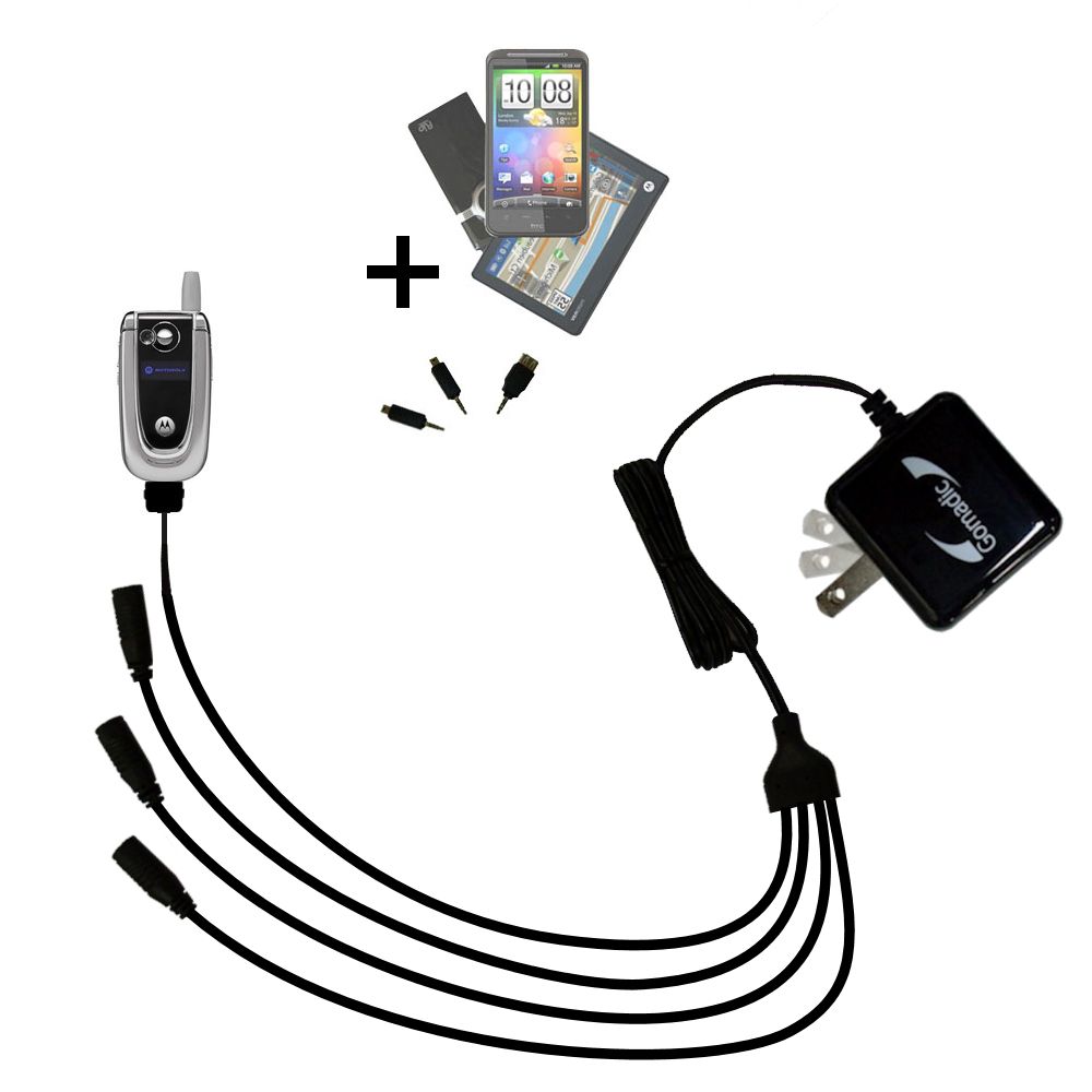 Quad output Wall Charger includes tip for the Motorola V600