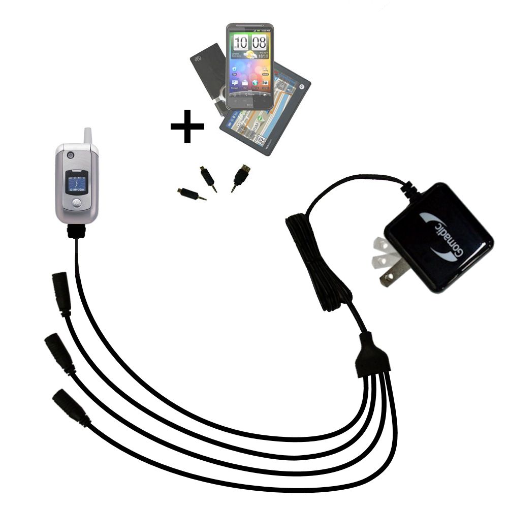 Quad output Wall Charger includes tip for the Motorola V975