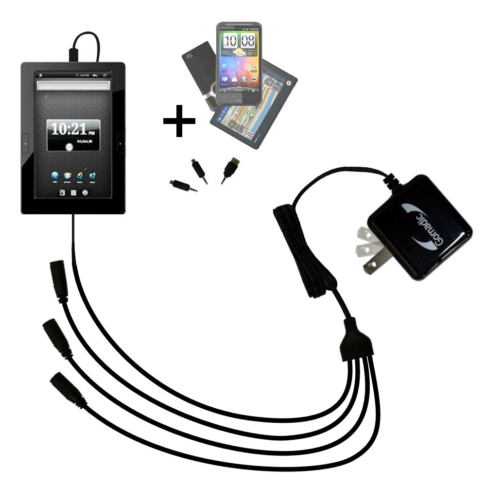 Quad output Wall Charger includes tip for the Nextbook Next6