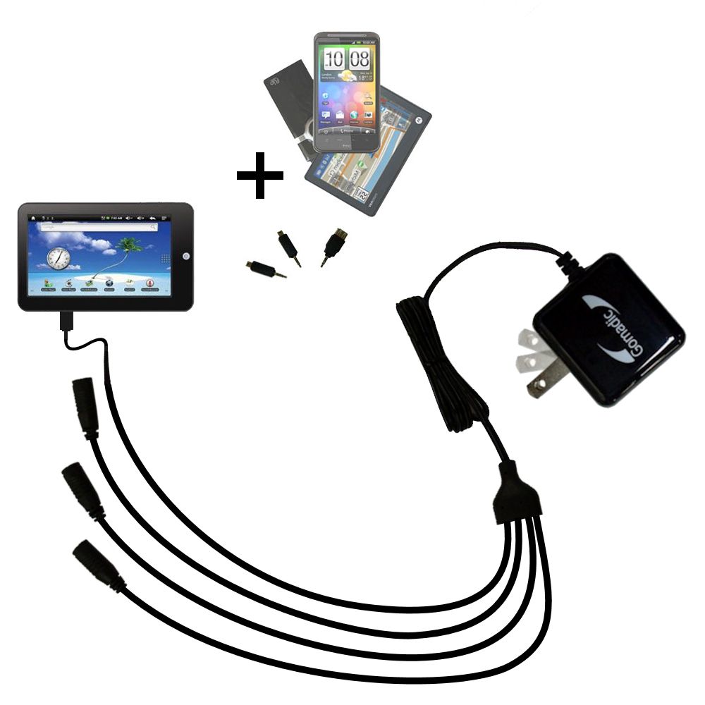 Quad output Wall Charger includes tip for the Nextbook Premium 7 Resistive Next7S