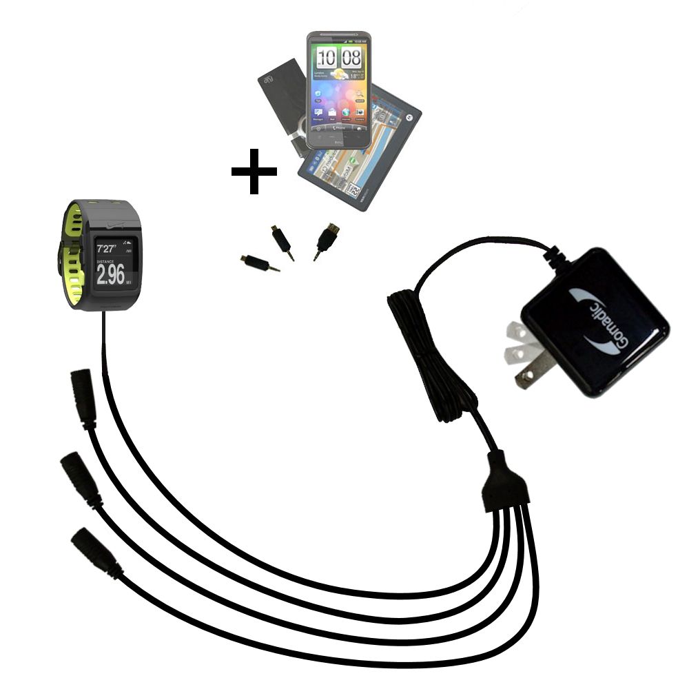 Quad output Wall Charger includes tip for the Nike SportWatch GPS