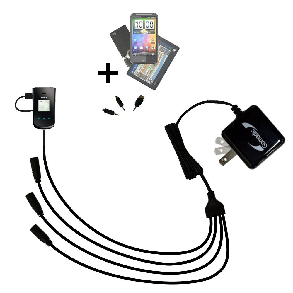 Quad output Wall Charger includes tip for the Nokia 3606