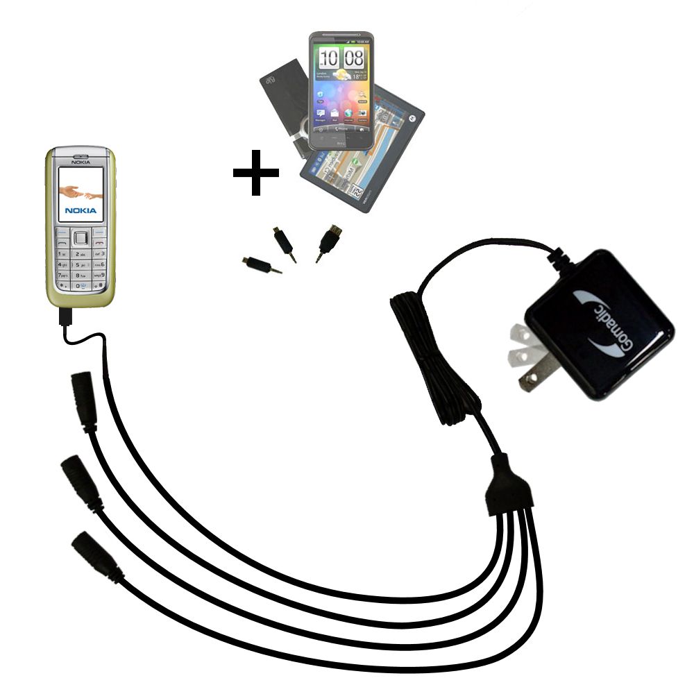 Quad output Wall Charger includes tip for the Nokia 6070 6085 6086