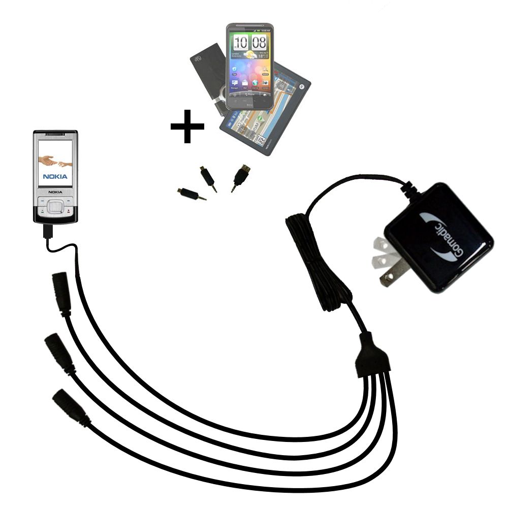 Quad output Wall Charger includes tip for the Nokia 6500