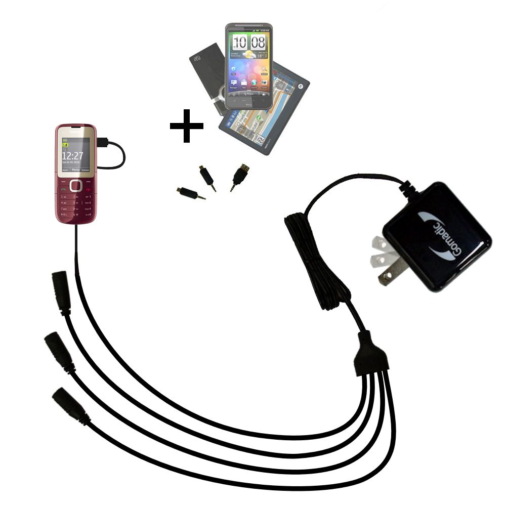 Quad output Wall Charger includes tip for the Nokia C2-00