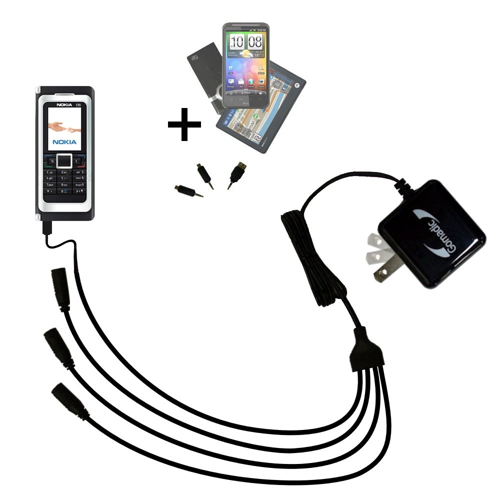 Quad output Wall Charger includes tip for the Nokia E90