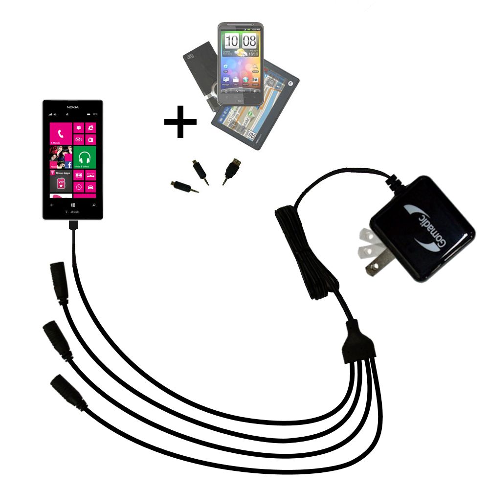 Quad output Wall Charger includes tip for the Nokia Lumia 521