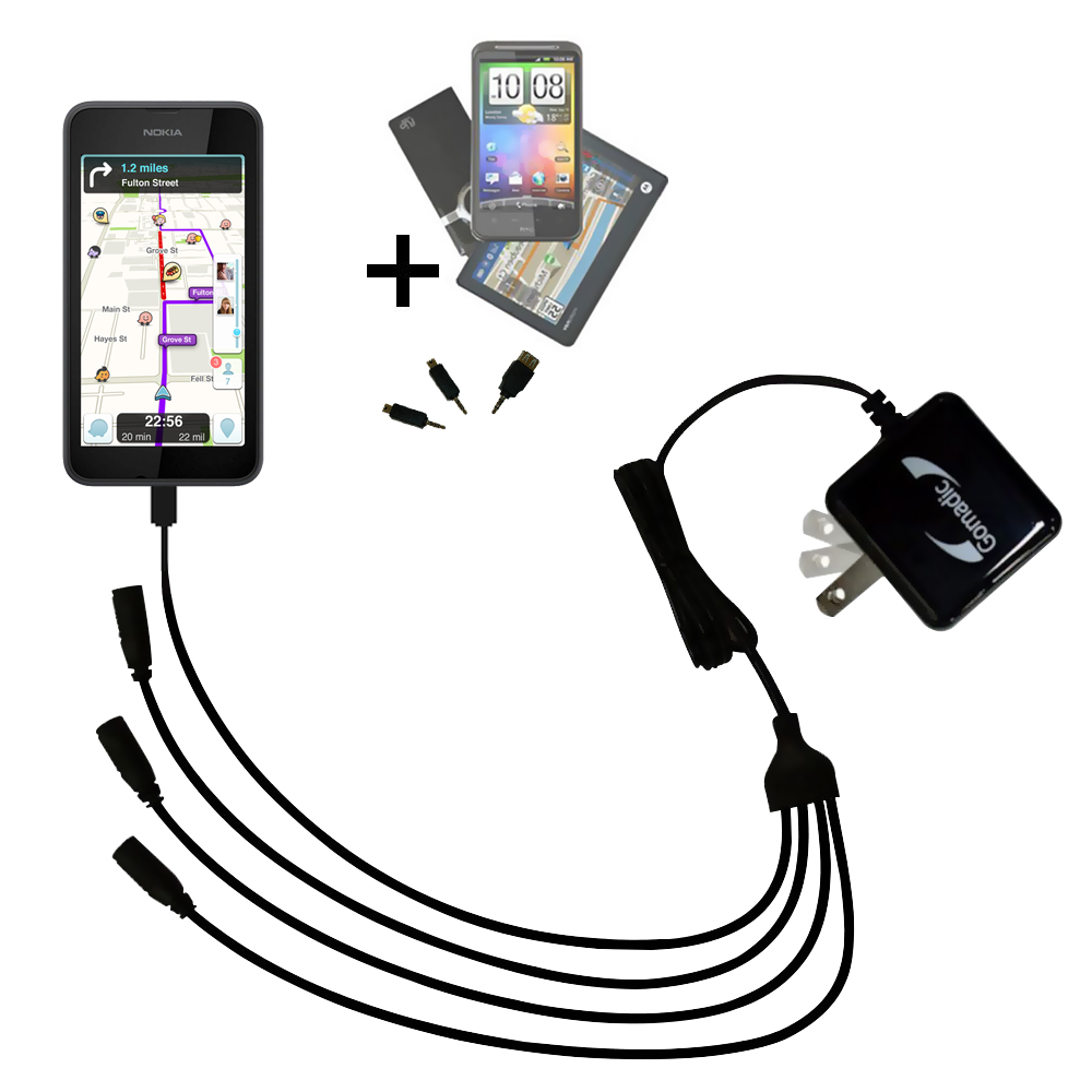Quad output Wall Charger includes tip for the Nokia Lumia 530