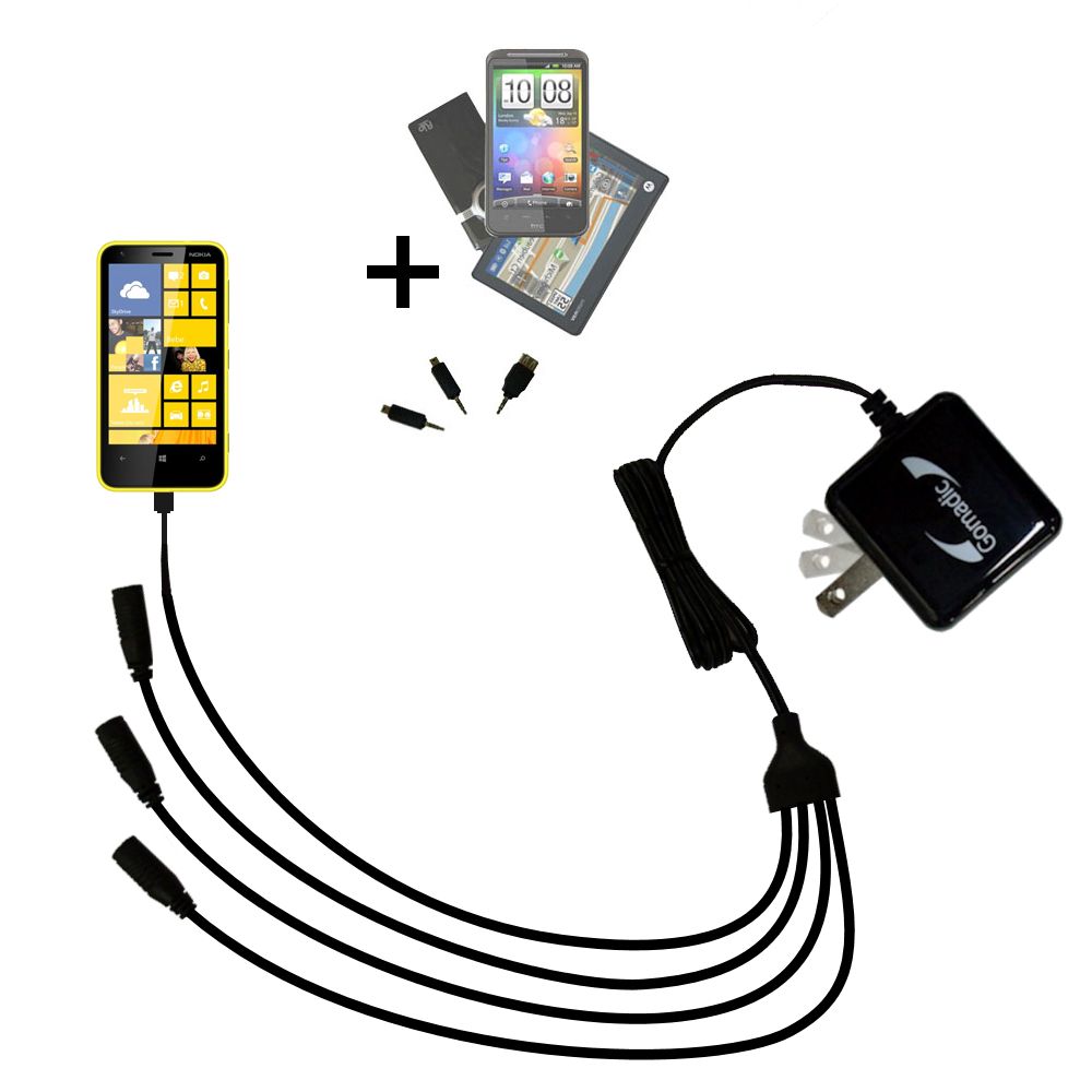 Quad output Wall Charger includes tip for the Nokia Lumia 620