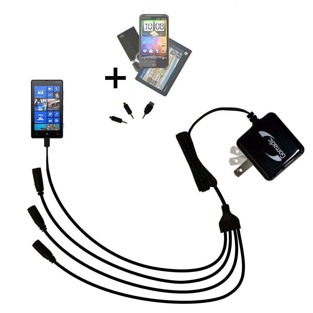 Quad output Wall Charger includes tip for the Nokia Lumia 820
