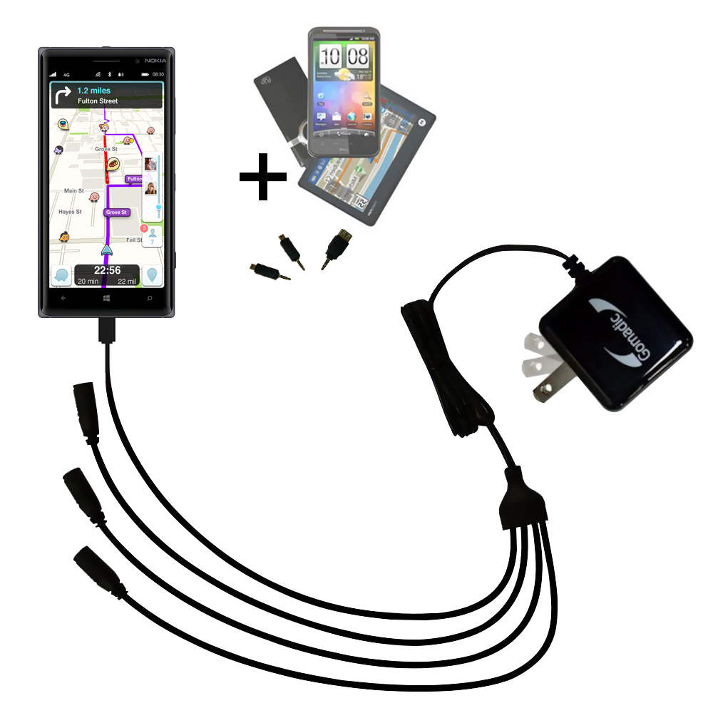 Quad output Wall Charger includes tip for the Nokia Lumia 830