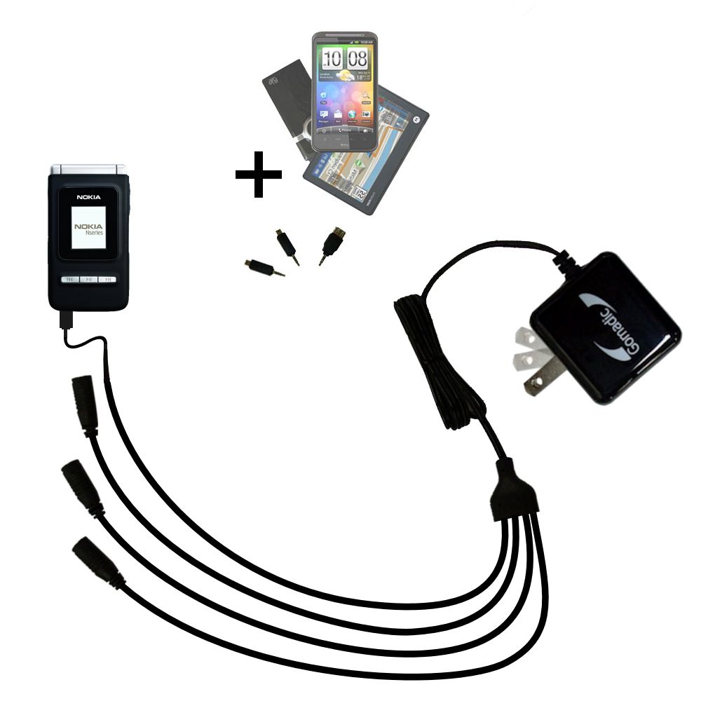 Quad output Wall Charger includes tip for the Nokia N75 N79
