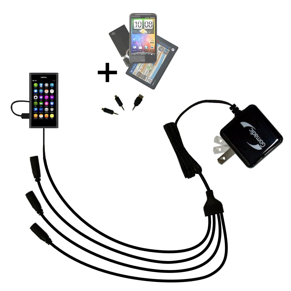 Quad output Wall Charger includes tip for the Nokia N9