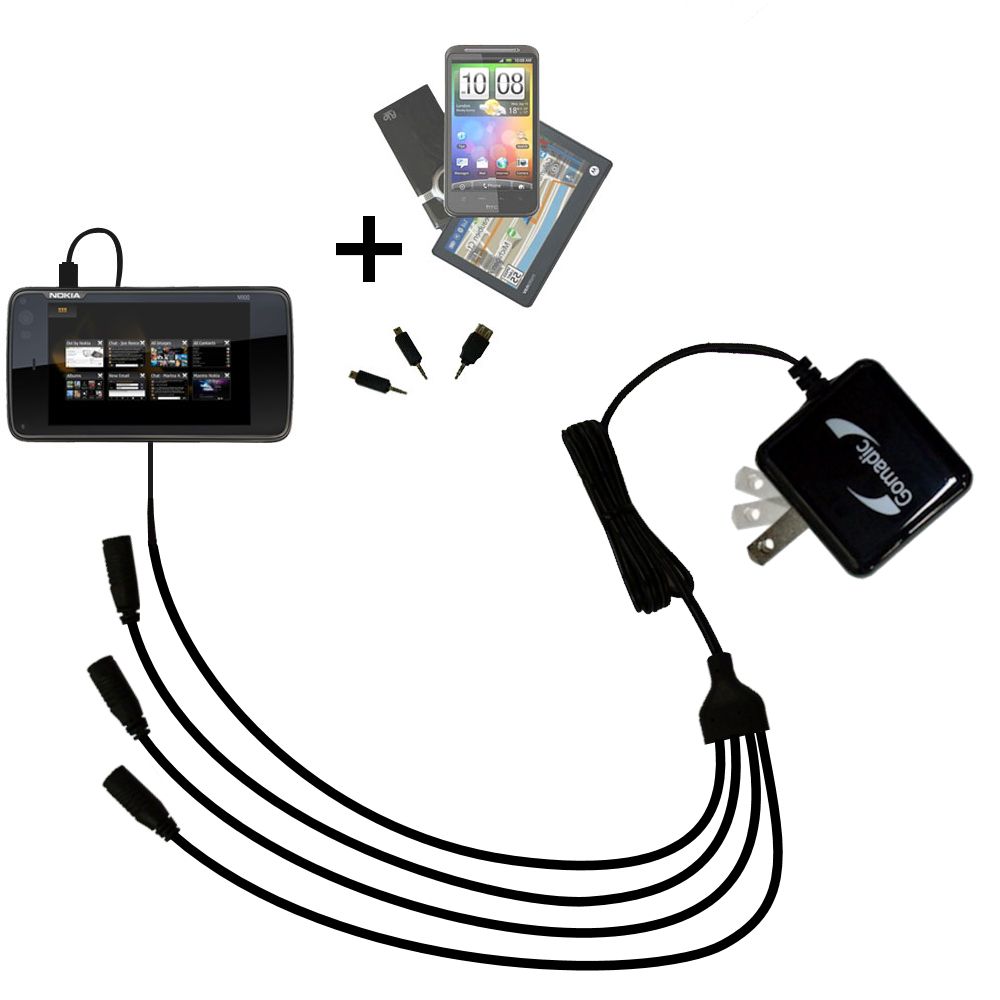 Quad output Wall Charger includes tip for the Nokia N900