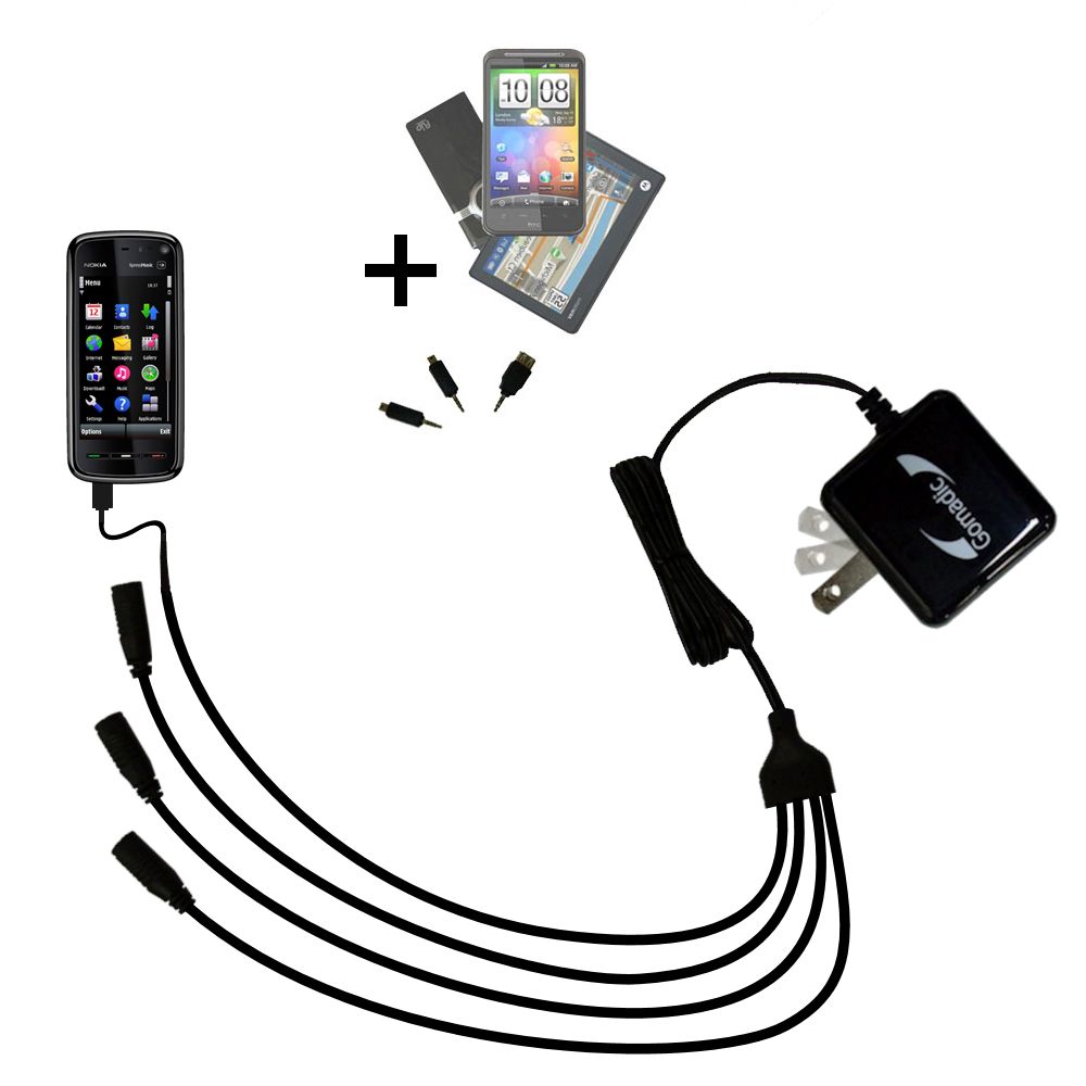 Quad output Wall Charger includes tip for the Nokia Xpress Music