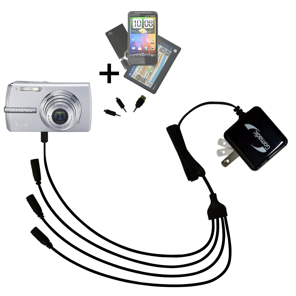 Quad output Wall Charger includes tip for the Olympus Stylus 1200