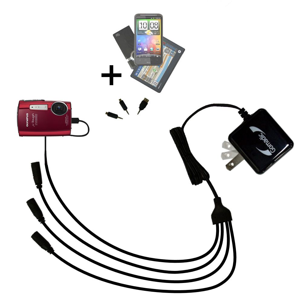 Quad output Wall Charger includes tip for the Olympus Stylus TOUGH 3000