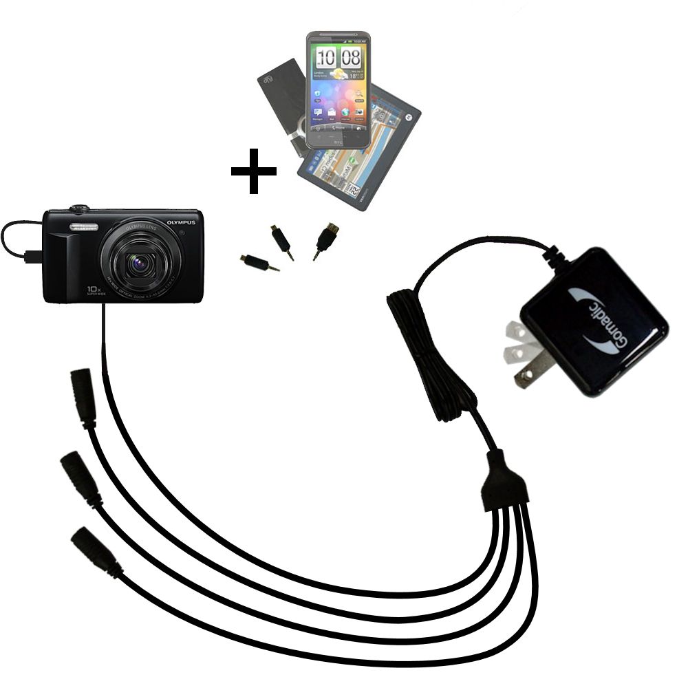 Quad output Wall Charger includes tip for the Olympus VR-340