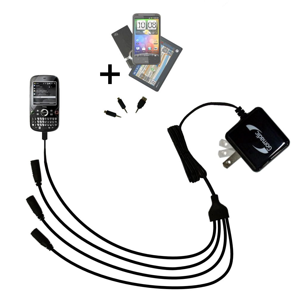 Quad output Wall Charger includes tip for the Palm Palm Treo Pro
