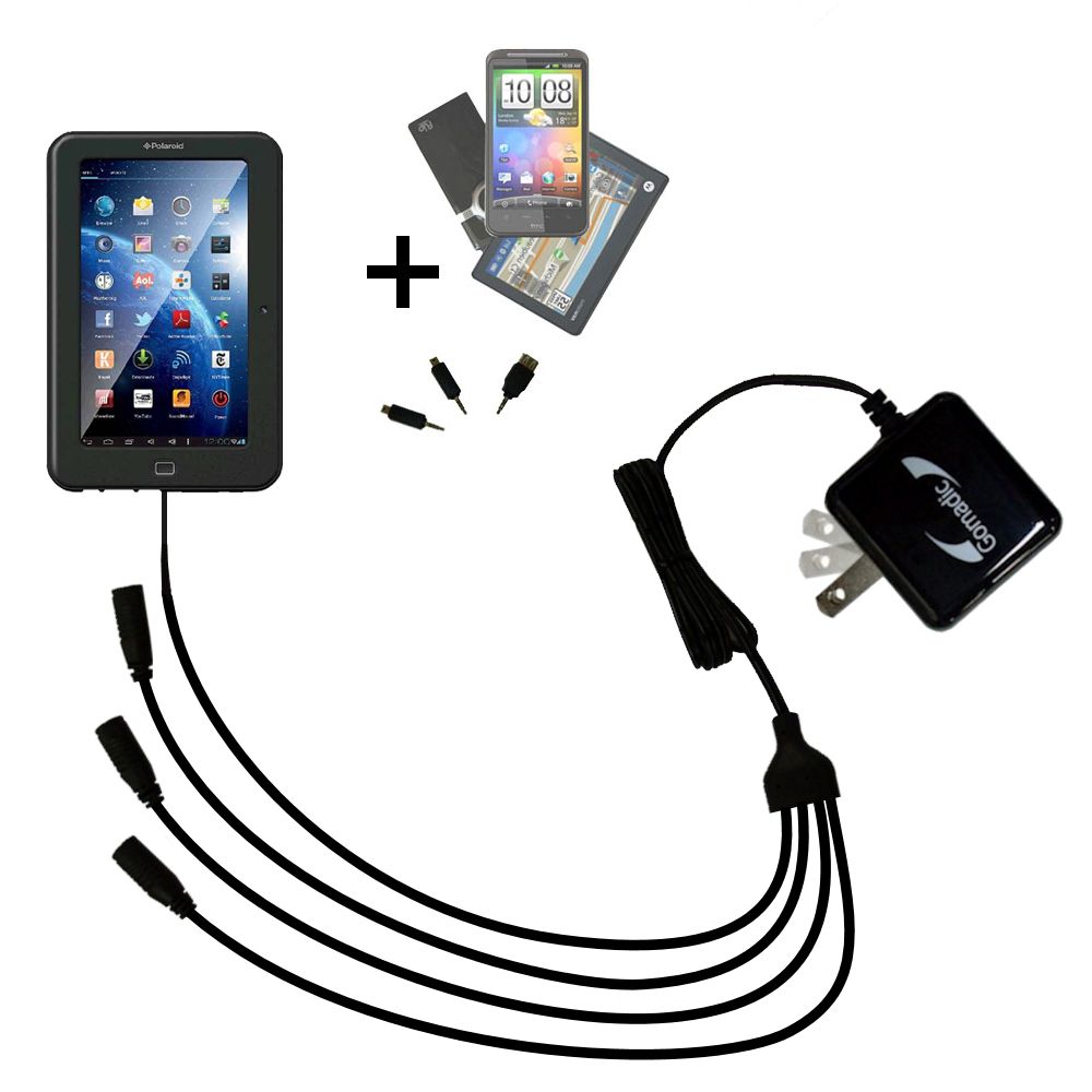 Quad output Wall Charger includes tip for the Polaroid PTAB7XC