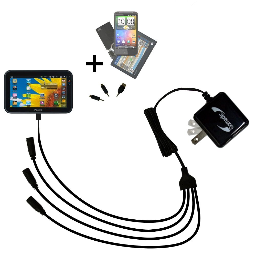 Quad output Wall Charger includes tip for the Polaroid Tablet PMID701