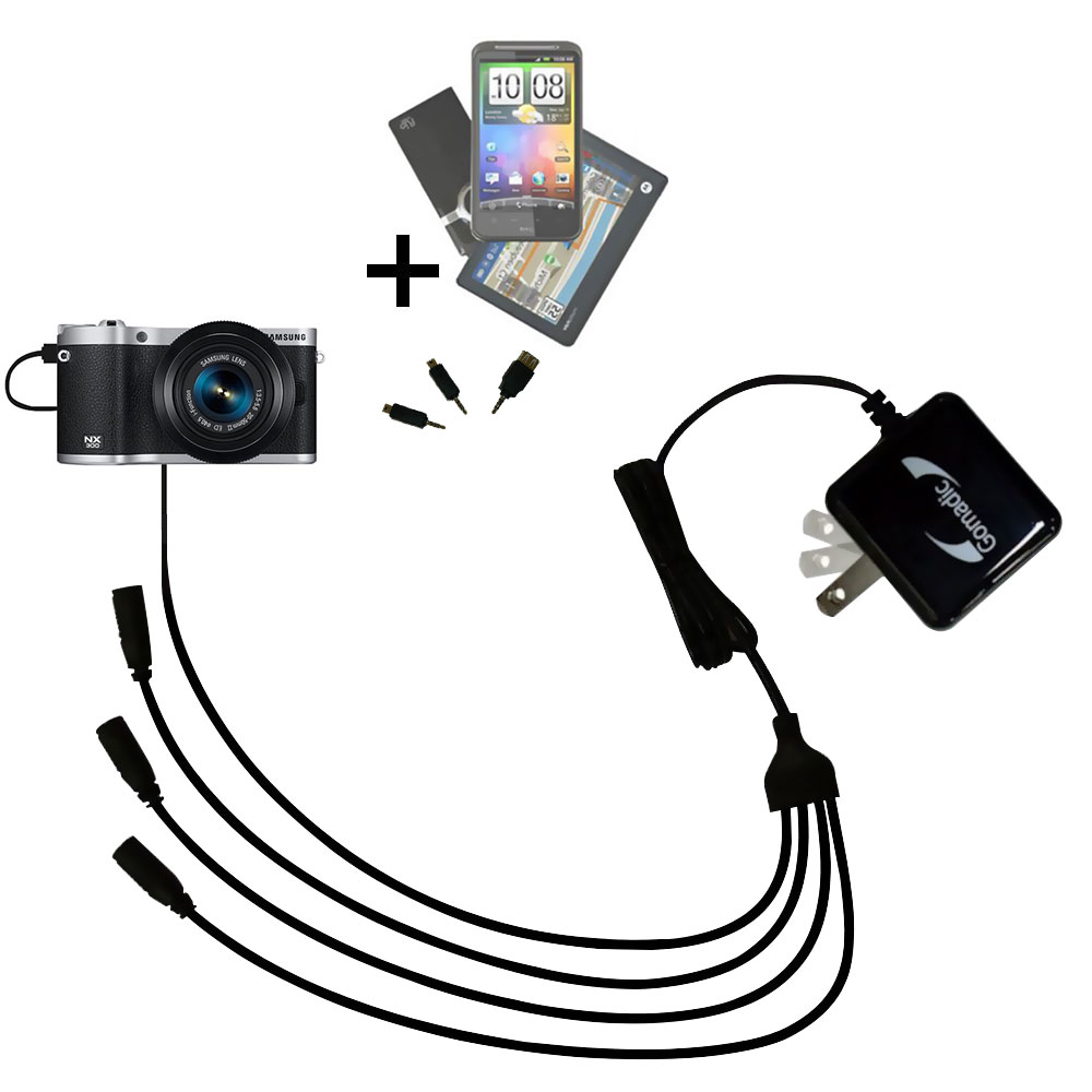Quad output Wall Charger includes tip for the Samsung Galaxy NX300