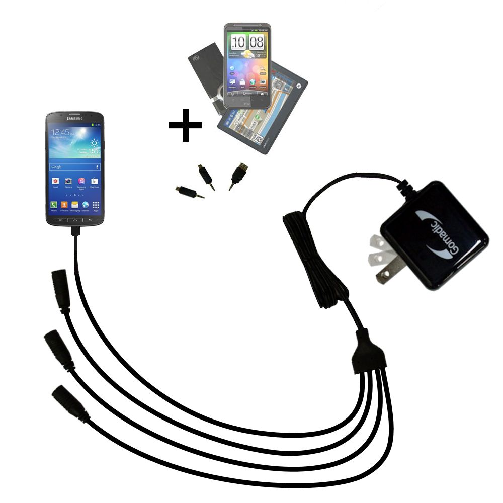 Quad output Wall Charger includes tip for the Samsung Galaxy S 4 Active