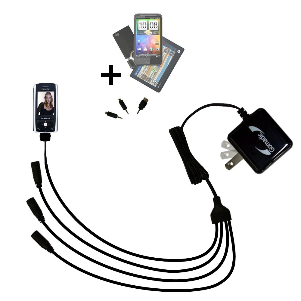 Quad output Wall Charger includes tip for the Samsung SGH-D807