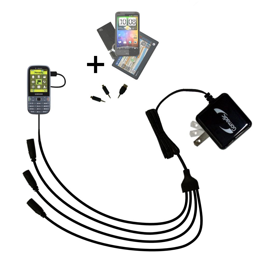 Quad output Wall Charger includes tip for the Samsung SGH-T379