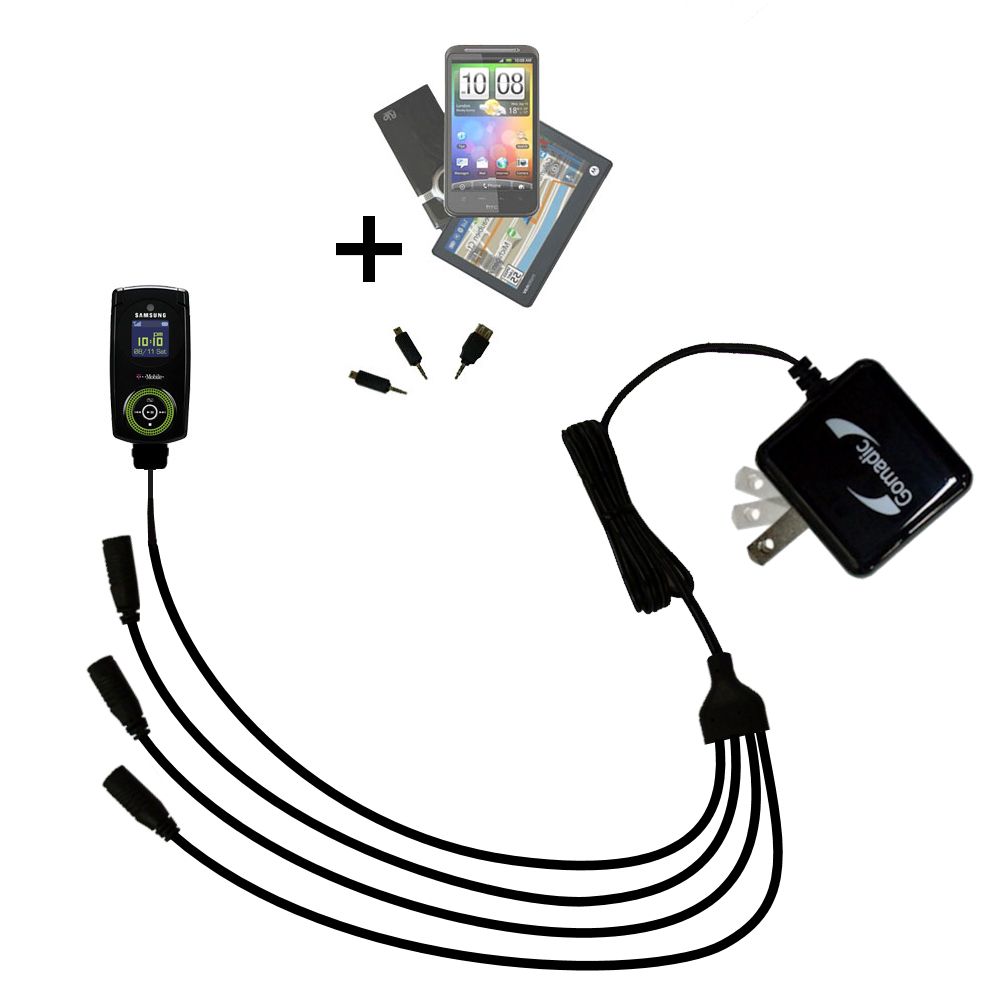 Quad output Wall Charger includes tip for the Samsung SGH-T539