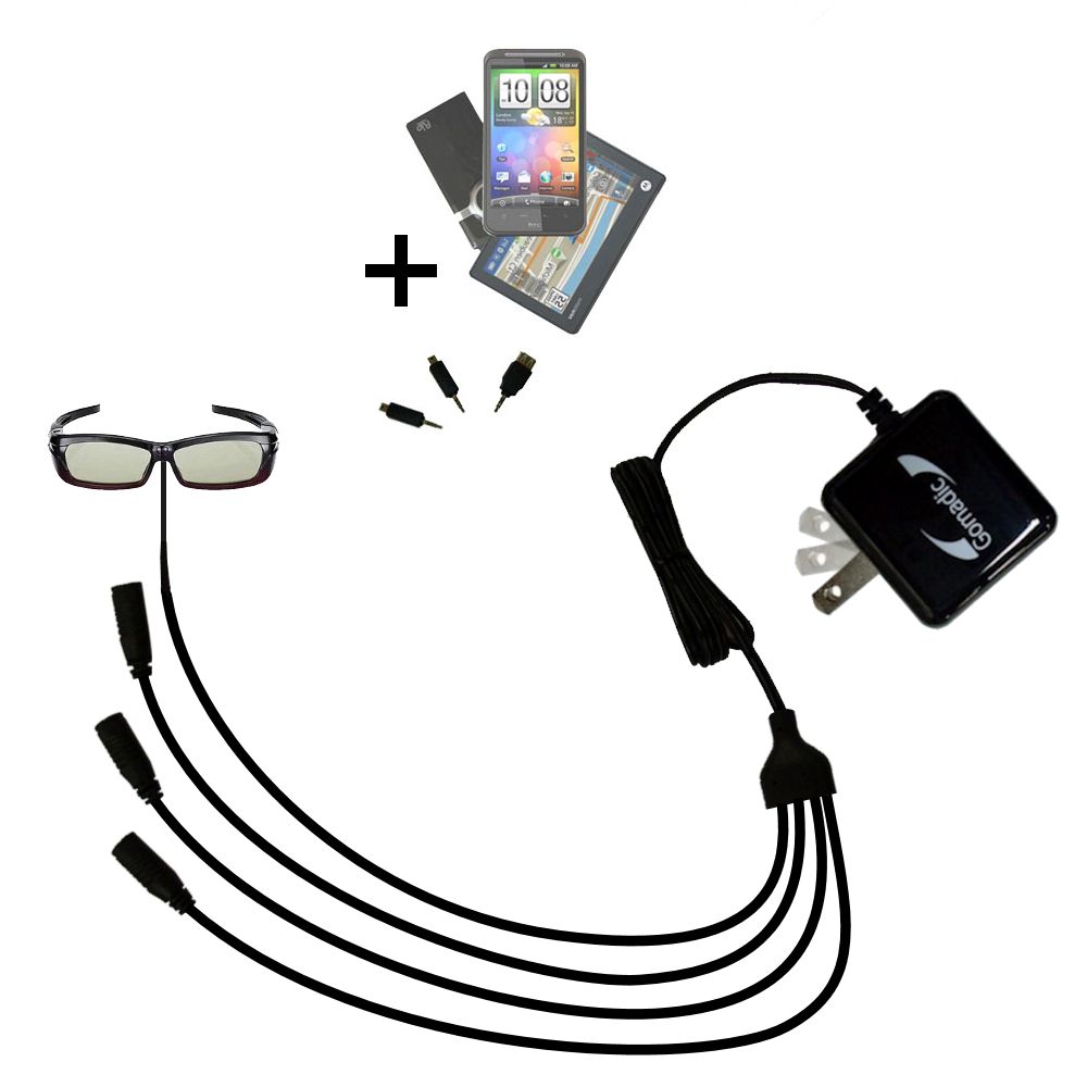 Quad output Wall Charger includes tip for the Samsung SSG-2200AR Rechargeable Adult 3D Glasses