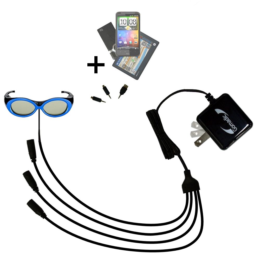 Quad output Wall Charger includes tip for the Samsung SSG-2200KR Rechargeable Children 3D Glasses