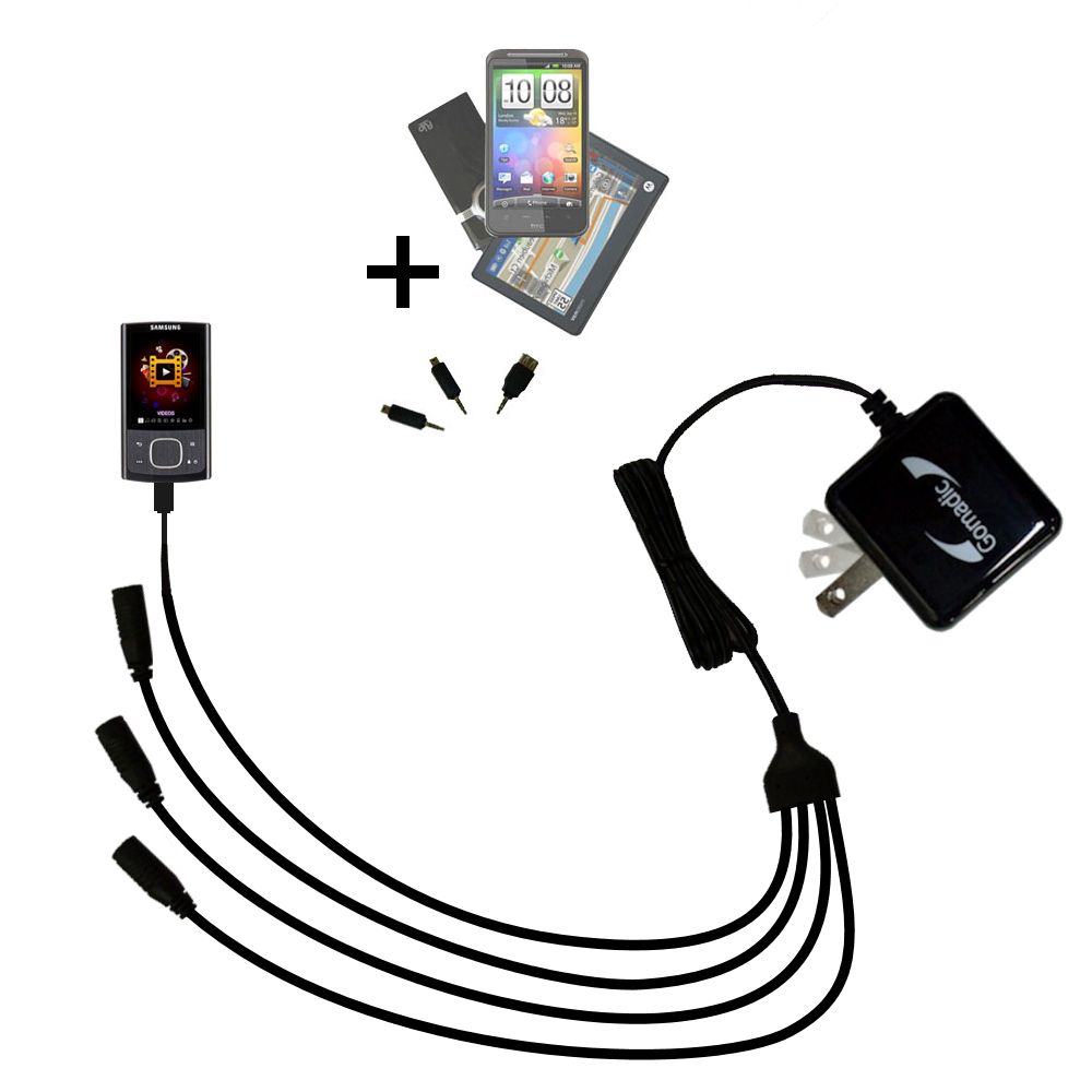 Quad output Wall Charger includes tip for the Samsung YP-R0 Digital Media Player