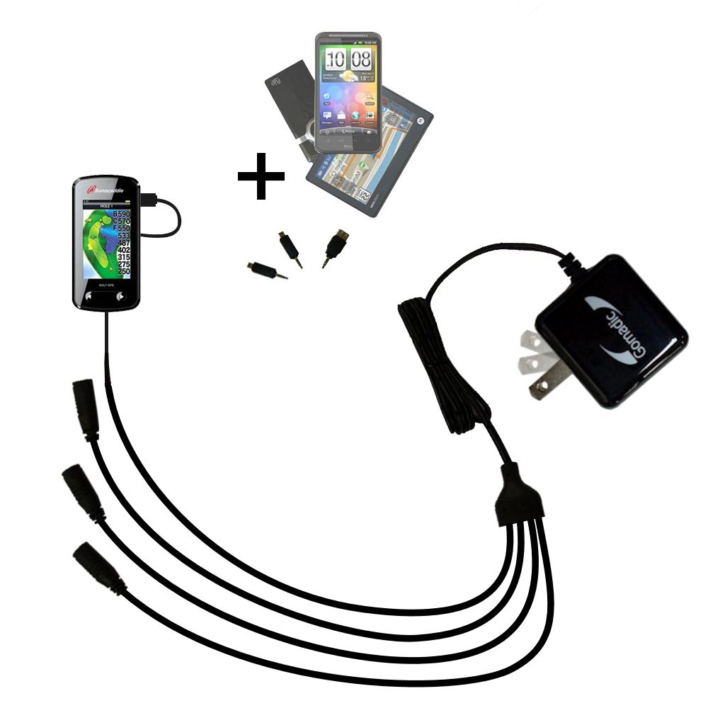 Quad output Wall Charger includes tip for the Sonocaddie v500 Golf GPS