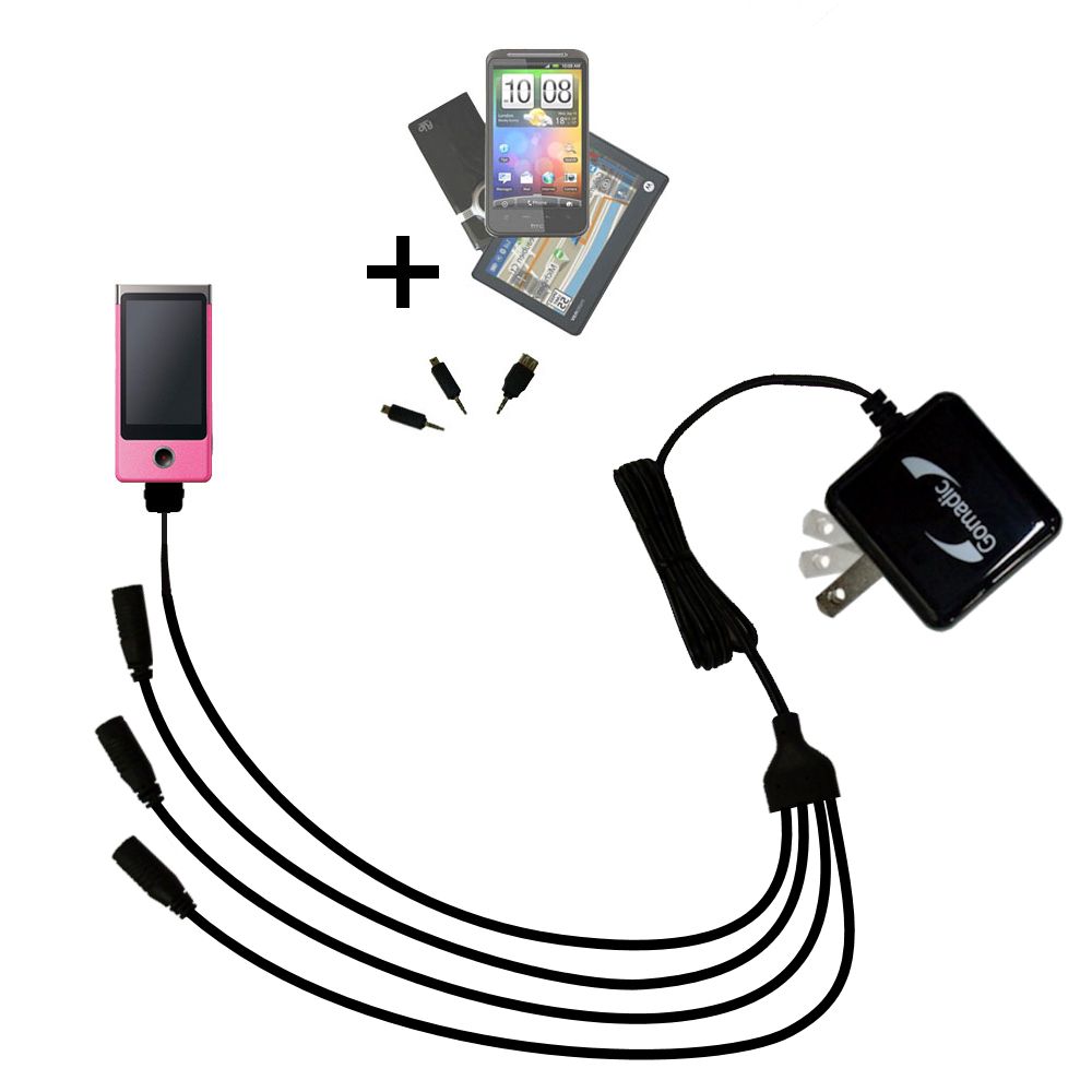 Quad output Wall Charger includes tip for the Sony bloggie MHS-TS20K Mobile HD Snap