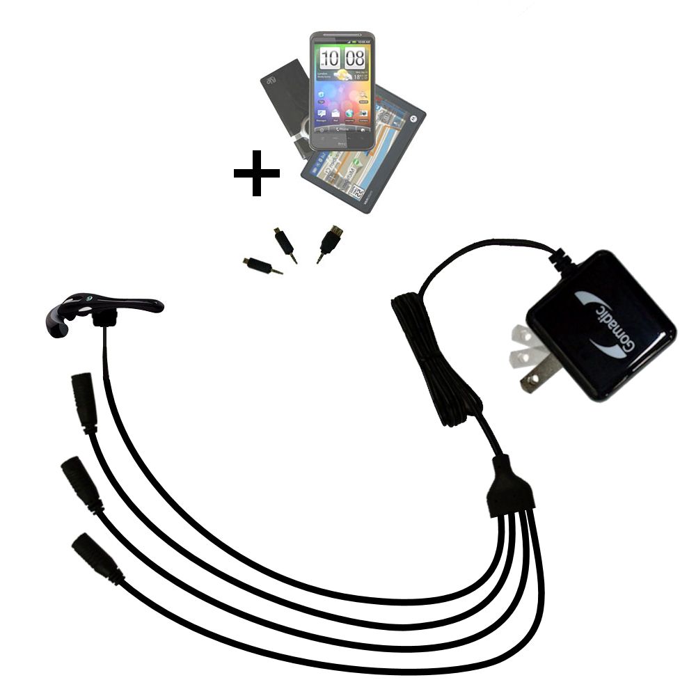Quad output Wall Charger includes tip for the Sony Ericsson Bluetooth Headset HBH-35