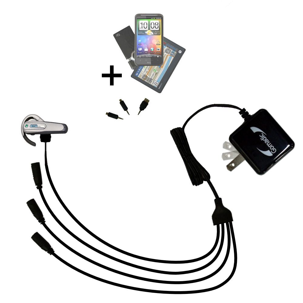 Quad output Wall Charger includes tip for the Sony Ericsson Bluetooth Headset HBH-662