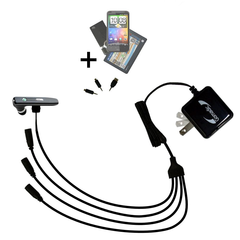 Quad output Wall Charger includes tip for the Sony Ericsson Bluetooth Headset HBH-IV835
