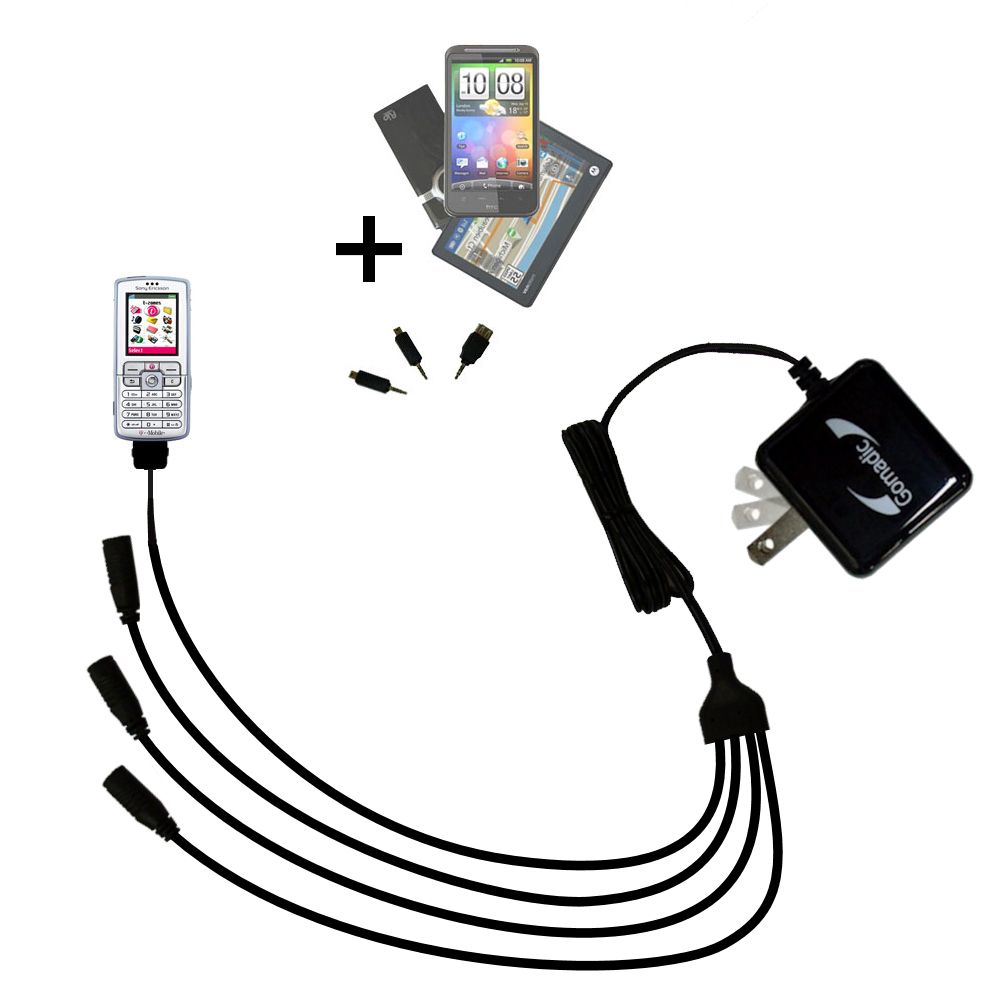 Quad output Wall Charger includes tip for the Sony Ericsson D750 / D750i