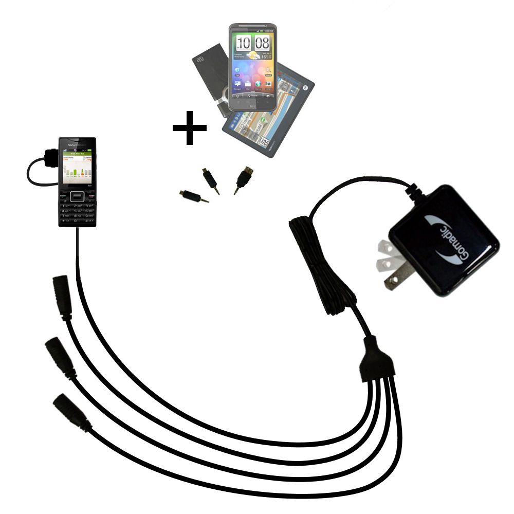 Quad output Wall Charger includes tip for the Sony Ericsson Elm
